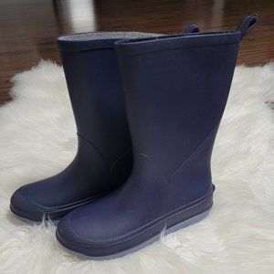 Cat & Jack Kids Rain Boots Navy Blue Rubber Pull On Waterproof Unisex 1